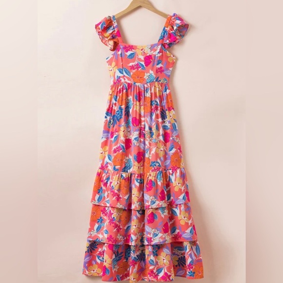 Dresses & Skirts - Women Print Sleeveless Ruffle Tiered Maxi Dress new without tag